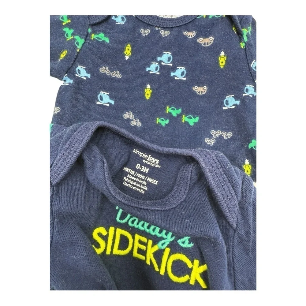 Like New Carter's Kids Striped and Graphic Tees Bodysuits- Green, Blue, Gray